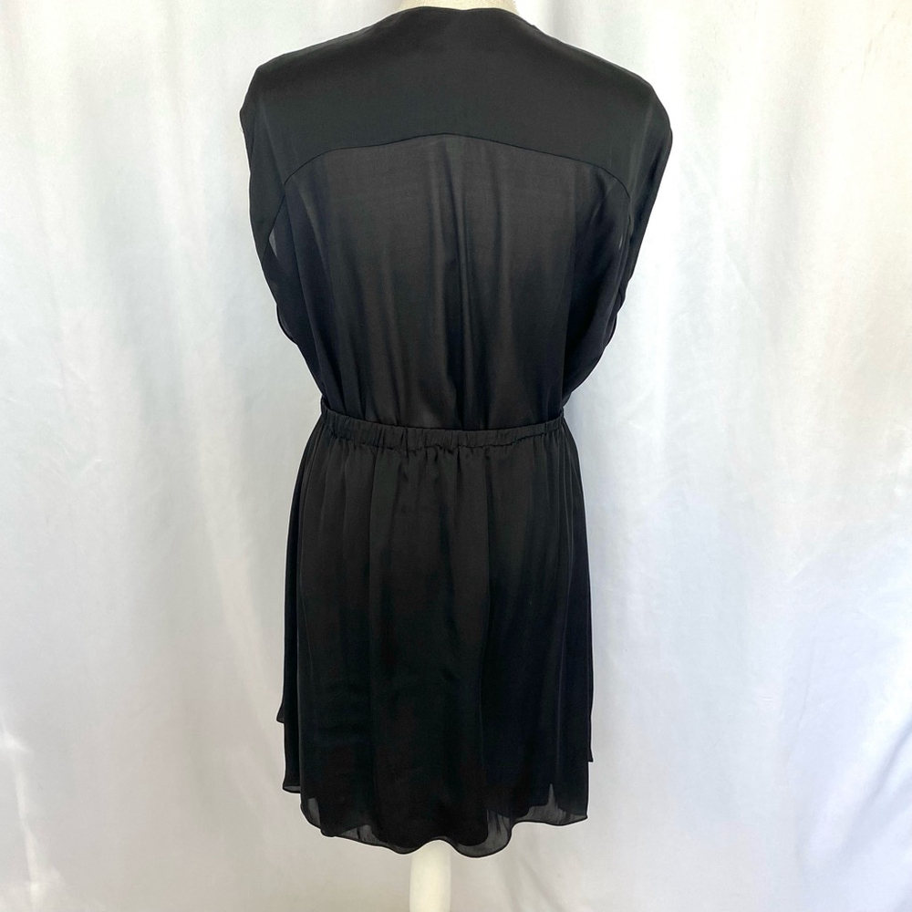 Theyskens' Theory Black Layered Silk Mini Dress Blouson Women's Medium - Picture 9 of 17